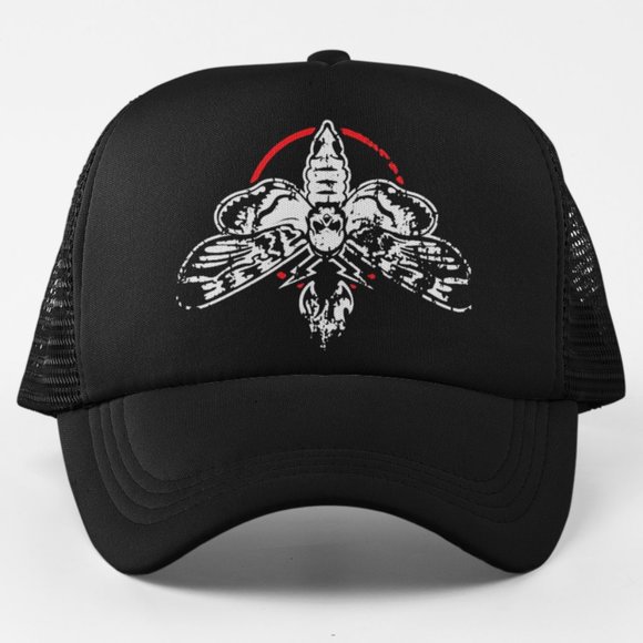 Other - NEW Bray Wyatt Deaths Head Hawk Moth Logo Foam Trucker Mesh Snapback Hat BLACK